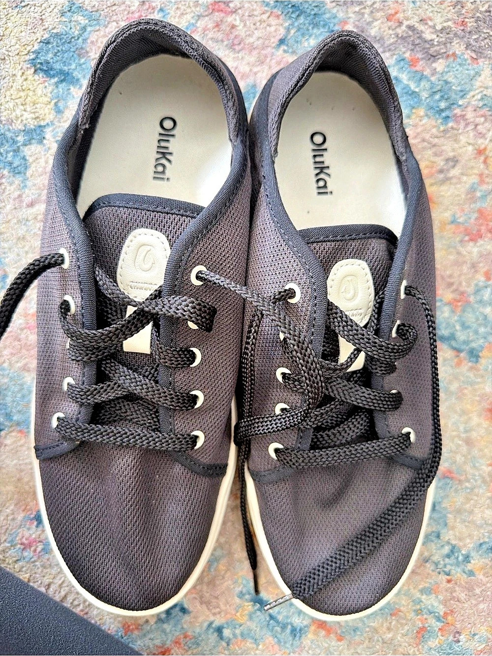OluKai Kaulele Mesh Black Lace-Up Sneakers